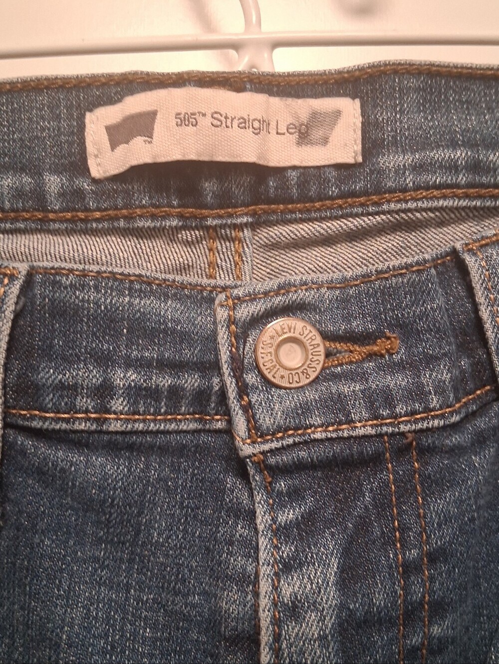 Classic Women's Levis 505 Straight Leg Blue Denim Jeans - Picture 5 of 8